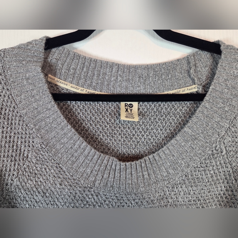Roxy Heather Gray Knit Mini Dress W/tie waist - Picture 5 of 14